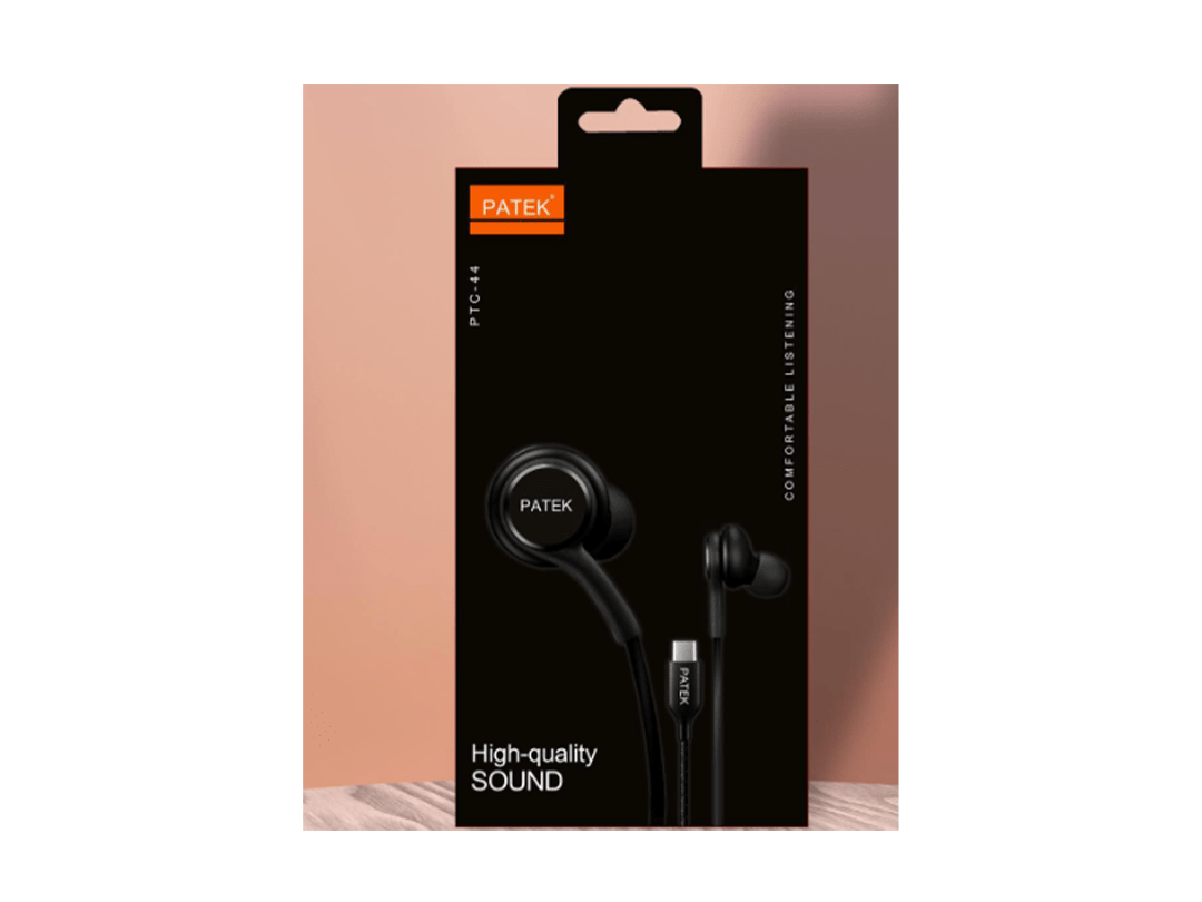 Patek PCT-44 Type-C Earphones - Black in Qatar Patek PCT-44 Type-C Earphones - Black in Qatar